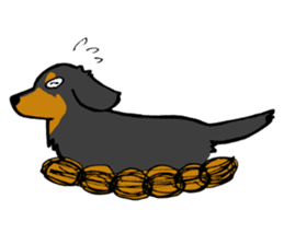 Dachshund Terry and two birds. sticker #5082595