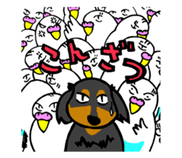 Dachshund Terry and two birds. sticker #5082598