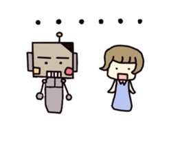 robot and girl sticker #5101046