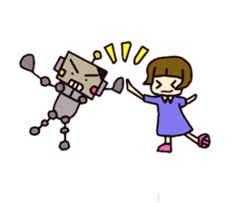 robot and girl sticker #5101047