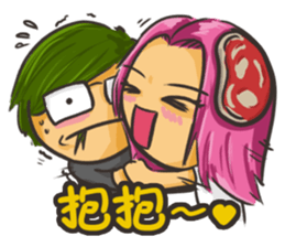 Vegetable boy and meat girl sticker #5101475