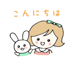 Rabbit and girls sticker #5102832