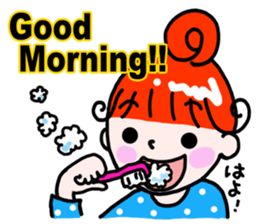 "Kururi" of red hair sticker #5106966