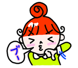 "Kururi" of red hair sticker #5106977