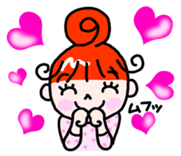 "Kururi" of red hair sticker #5107000