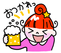 "Kururi" of red hair sticker #5107002