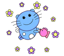 The Cat Goes Fishing By Feng Sticker 5140396