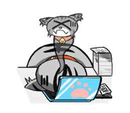 Gray cat meow KUSO show (daily papers) sticker #5148236