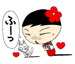 Kokeshi doll of life schoolgirl Hen sticker #5200580