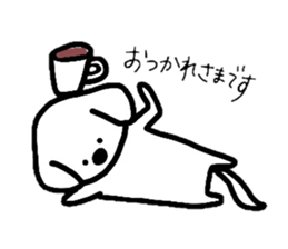 White Doggy loafs around at home. sticker #5204867