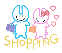 RABBIT-cutie blue and pink rabbit- sticker #5220927