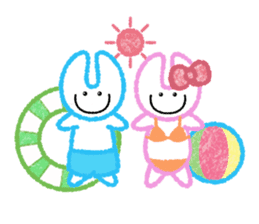 RABBIT-cutie blue and pink rabbit- sticker #5220929