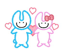 RABBIT-cutie blue and pink rabbit- sticker #5220933