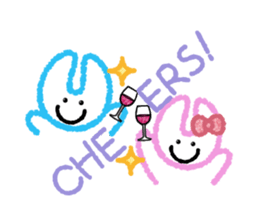 RABBIT-cutie blue and pink rabbit- sticker #5220948