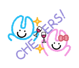 RABBIT-cutie blue and pink rabbit- sticker #5220948