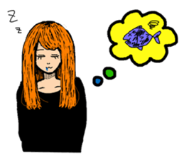Girl and cat. sticker #5225125