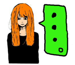 Girl and cat. sticker #5225150