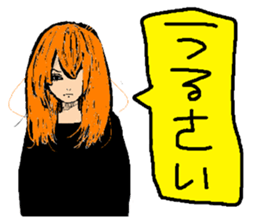 Girl and cat. sticker #5225153