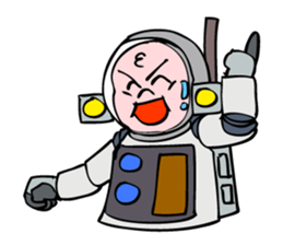 Little astronaut going back home. sticker #5242501