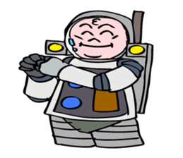 Little astronaut going back home. sticker #5242502