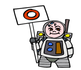 Little astronaut going back home. sticker #5242505