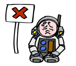 Little astronaut going back home. sticker #5242506