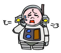 Little astronaut going back home. sticker #5242519