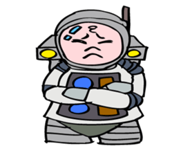 Little astronaut going back home. sticker #5242521