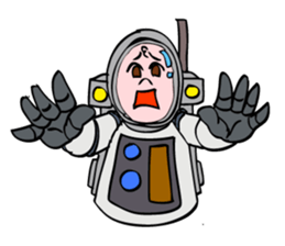 Little astronaut going back home. sticker #5242523