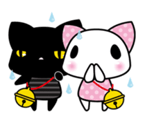 A white cat and black cat 3 sticker #5267797