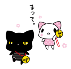A white cat and black cat 3 sticker #5267809