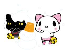 A white cat and black cat 3 sticker #5267833