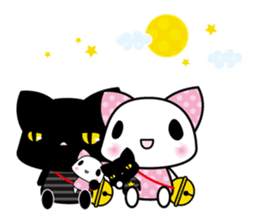 A white cat and black cat 3 sticker #5267835