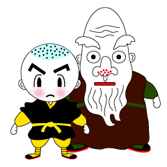 Kung fu boy priest Leelin and his Master