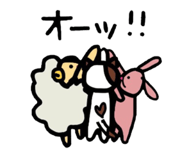 A sheep and cat and rabbit sticker #5284273