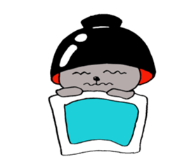 The cute cat with bowl sticker #5291640