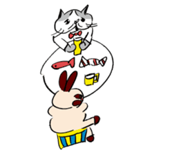 Rabbit and Cat in the Nordic Sticker sticker #5311094