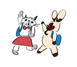 Rabbit and Cat in the Nordic Sticker sticker #5311097