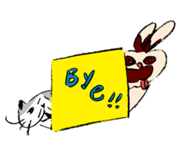 Rabbit and Cat in the Nordic Sticker sticker #5311099