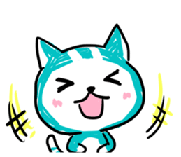 Turquoise cat sticker #5318503