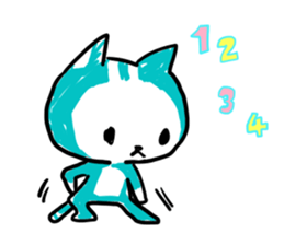 Turquoise cat sticker #5318520