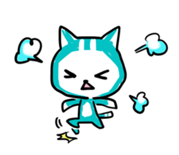Turquoise cat sticker #5318526