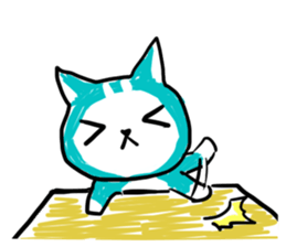 Turquoise cat sticker #5318529