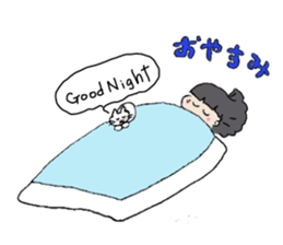 Showa little girl and cat sticker #5319293