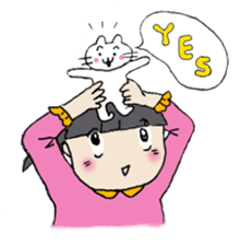 Showa little girl and cat sticker #5319294