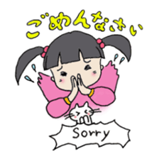 Showa little girl and cat sticker #5319301