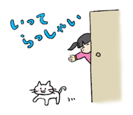 Showa little girl and cat sticker #5319302