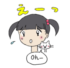 Showa little girl and cat sticker #5319306
