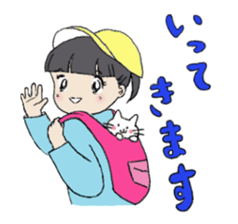 Showa little girl and cat sticker #5319313