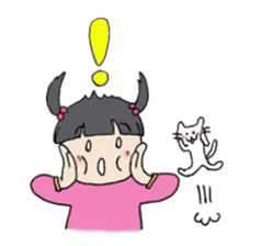 Showa little girl and cat sticker #5319320